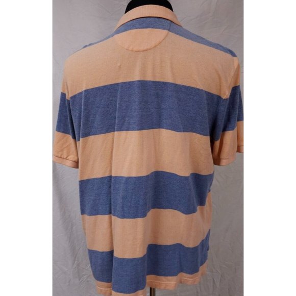 Chaps Natural Stretch Mens XL orange Blue Striped Short Sleeve Logo Polo Shirt - Picture 8 of 12